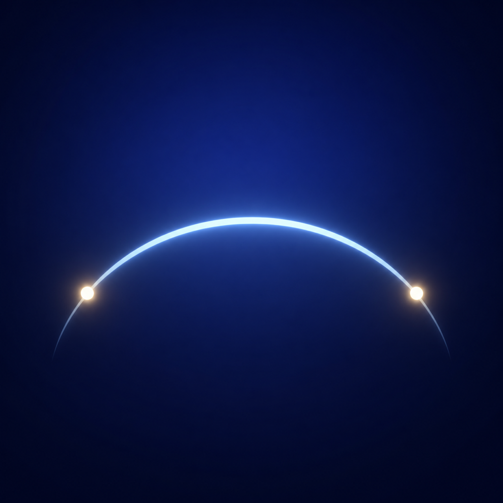 Same Sky app icon: two points joined by an arc of light beneath the same blue sky